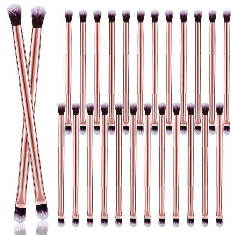 Perthlin 24 Pcs Eyeshadow Smudge Brush 2 in 1 Eyeshadow Double Ended Concealer Brush Under Eye Small Soft Firm Pointed Foundation Makeup Applicator for Blending Eye Shadow Liner(Rose Gold) - Image 1